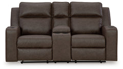 Ashley Furniture - Lavenhorne Reclining Loveseat With Console - Granite - Dark Gray Faux Leather - Loveseats - Additional View 3