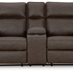 Ashley Furniture - Lavenhorne Reclining Loveseat With Console - Granite - Dark Gray Faux Leather - Loveseats - Additional View 3