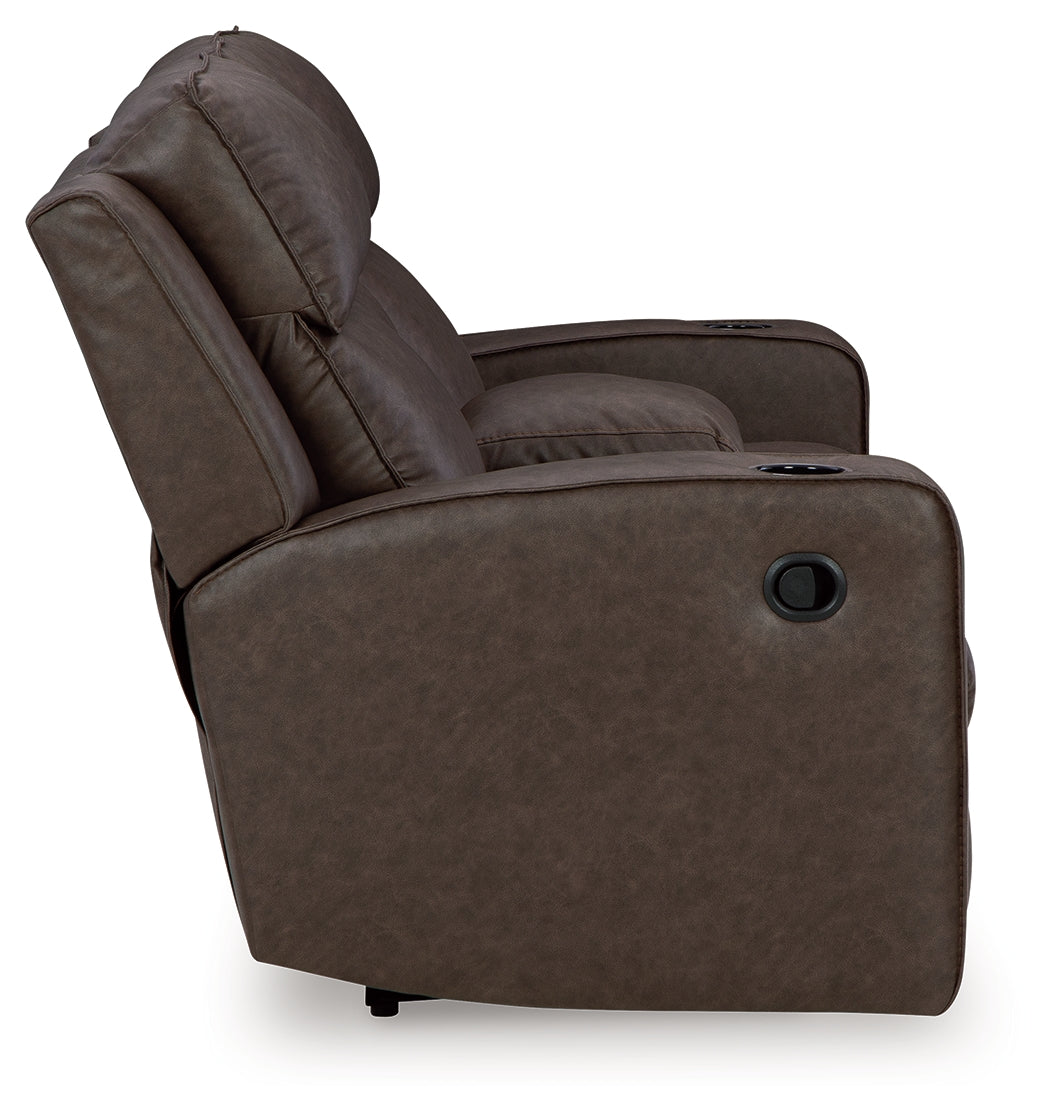 Ashley Furniture - Lavenhorne Reclining Loveseat With Console - Granite - Dark Gray Faux Leather - Loveseats - Additional View 4