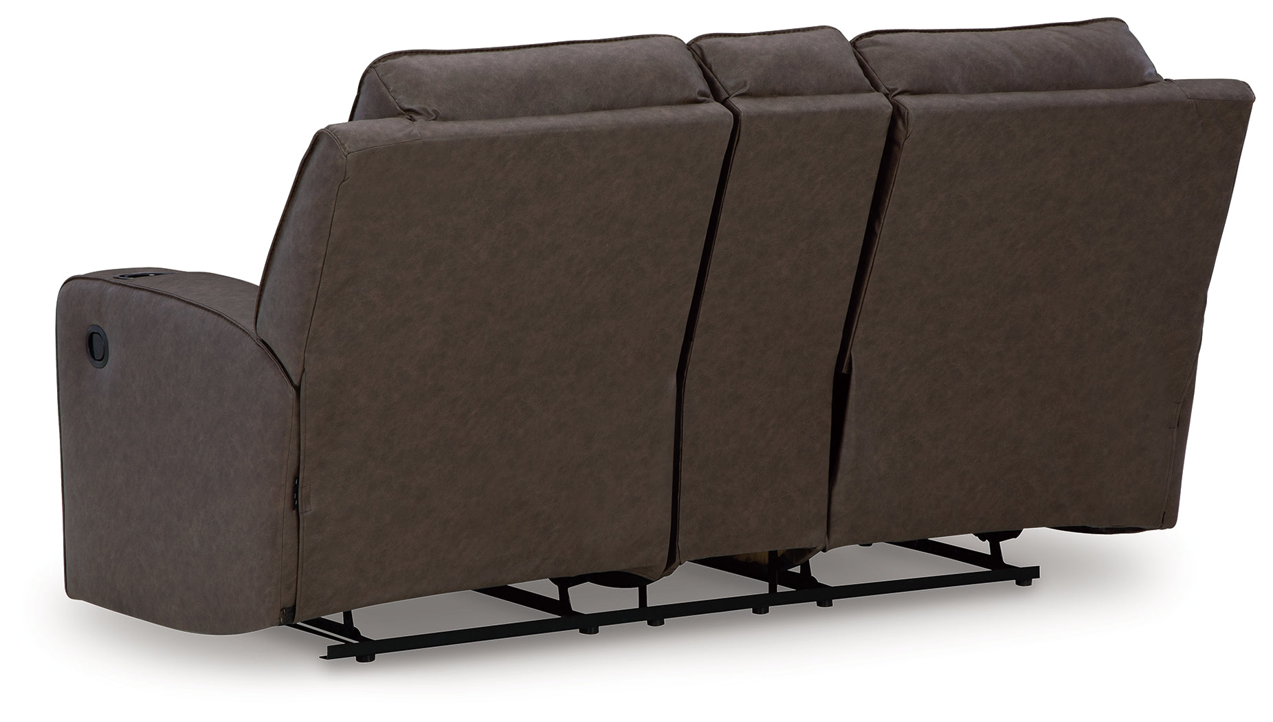 Ashley Furniture - Lavenhorne Reclining Loveseat With Console - Granite - Dark Gray Faux Leather - Loveseats - Additional View 5