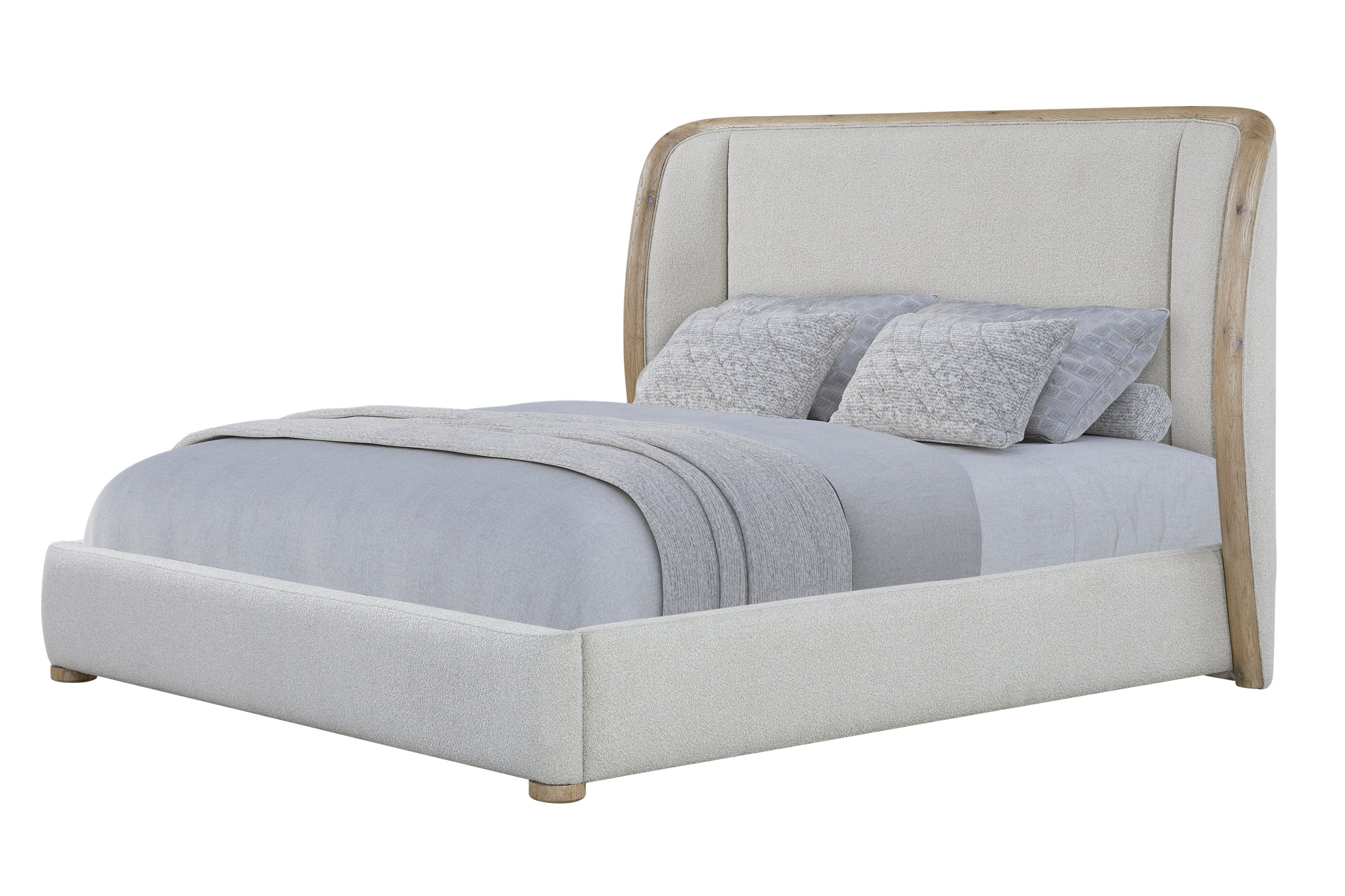 Bernards - PAGOSA QUEEN BED - Gray|Light Brown Wood|Fabric - Beds - Additional View 2