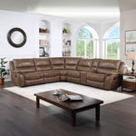 Steve Silver Furniture - LEHI 6 PIECE SECTIONAL - Dark Brown Faux Leather|Steel - Sectionals