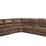 Steve Silver Furniture - LEHI 6 PIECE SECTIONAL - Dark Brown Faux Leather|Steel - Sectionals - Additional View 1