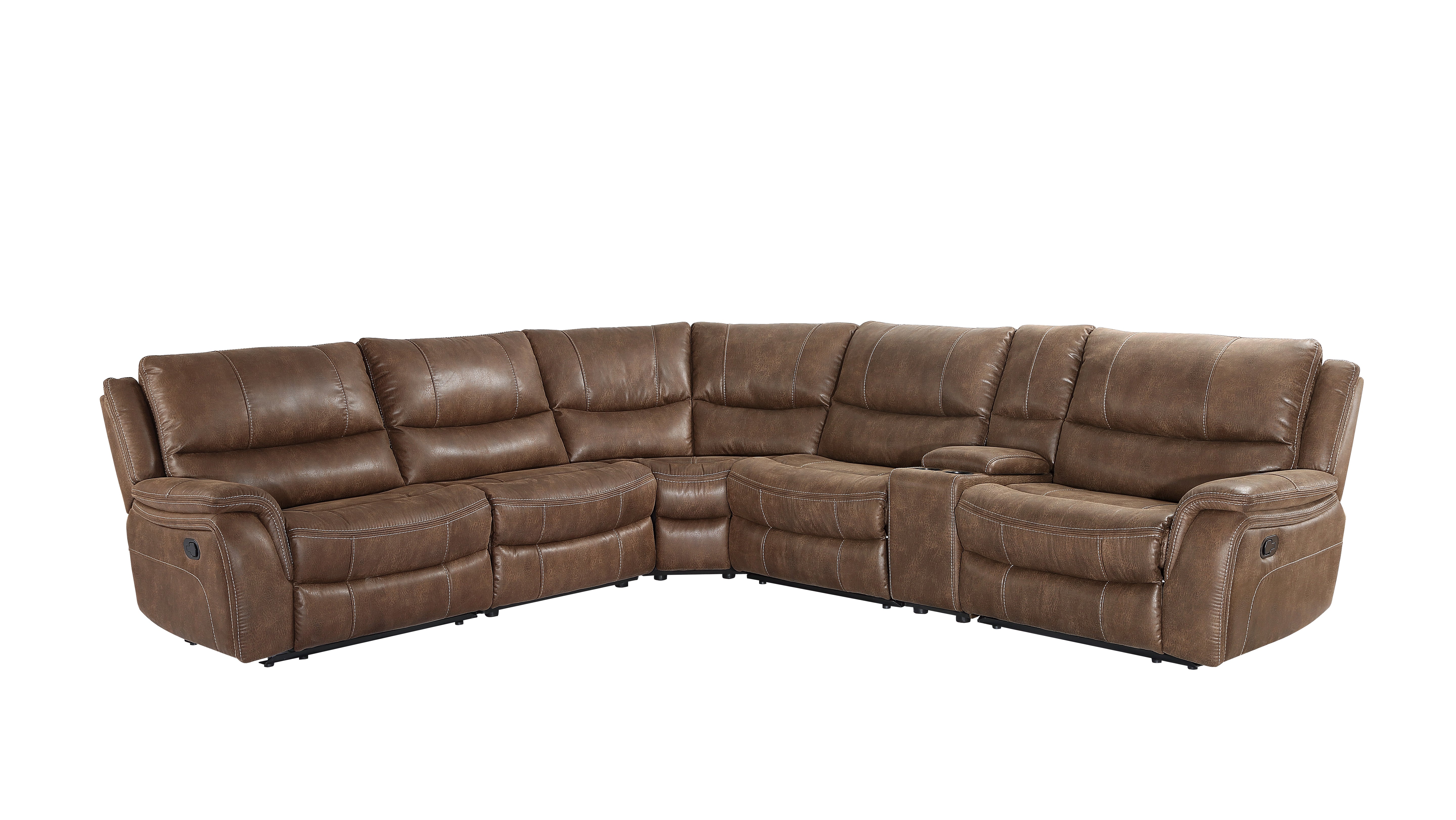 Steve Silver Furniture - LEHI 6 PIECE SECTIONAL - Dark Brown Faux Leather|Steel - Sectionals - Additional View 1
