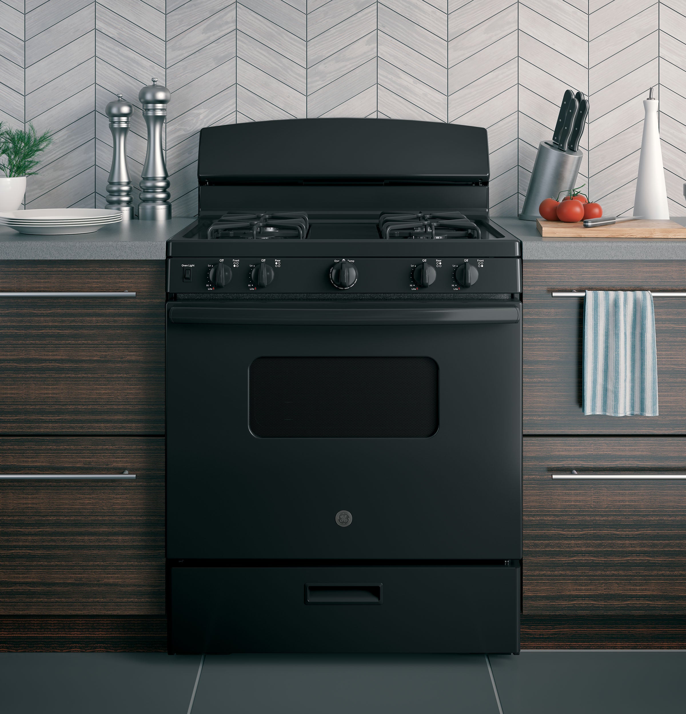 GE BLACK FREE-STANDING GAS RANGE - Ranges - Additional View 3