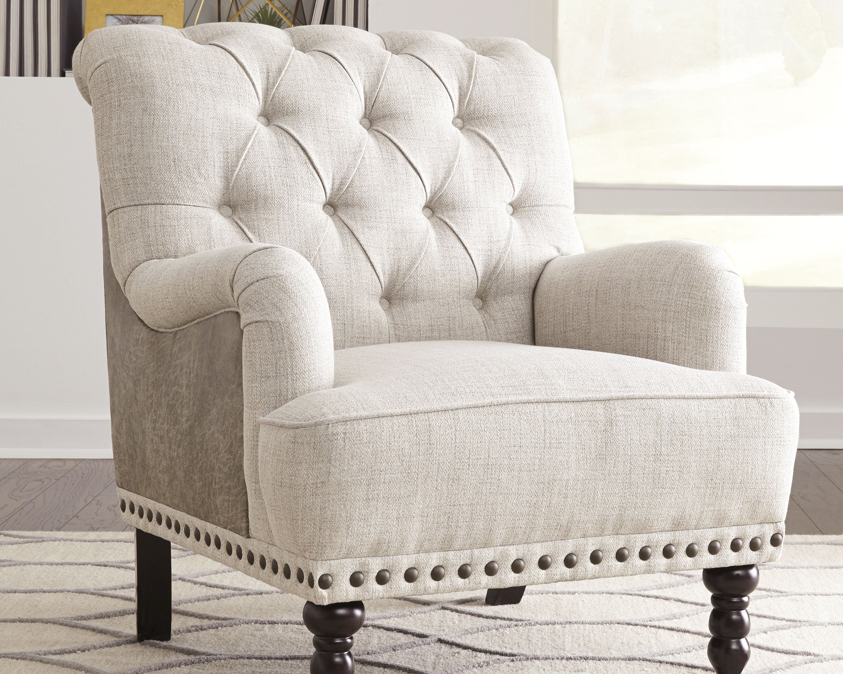 Ashley Furniture - Tartonelle Chair - Pearl Silver Fabric|Metal|Wood - Chairs - Additional View 1
