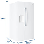 GE WHITE 28CU SIDE BY SIDE REFRIGERATOR WITH DISPENSER - Refrigerators - Additional View 28