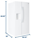 GE WHITE 28CU SIDE BY SIDE REFRIGERATOR WITH DISPENSER - Refrigerators - Additional View 28