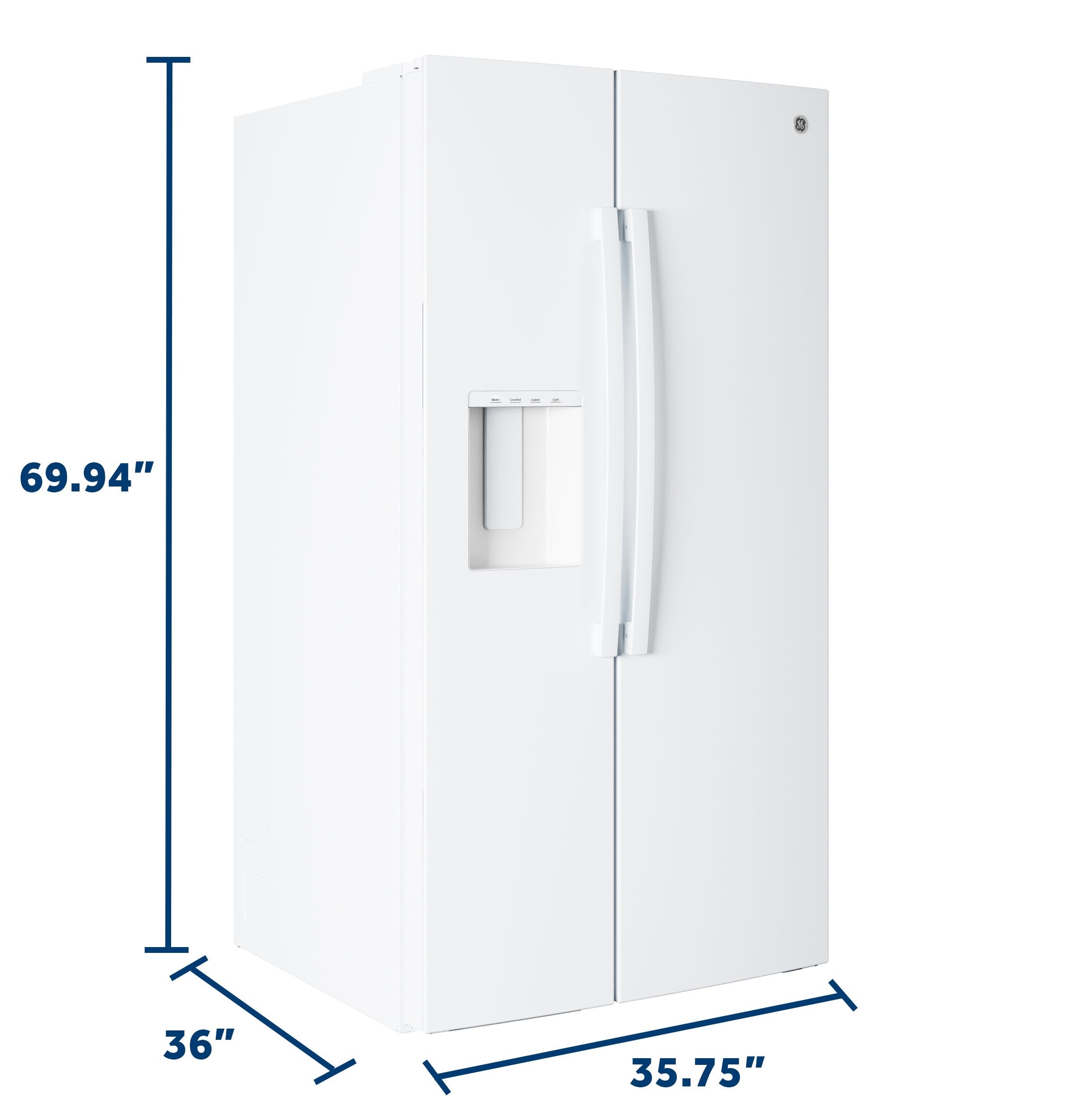 GE WHITE 28CU SIDE BY SIDE REFRIGERATOR WITH DISPENSER - Refrigerators - Additional View 28