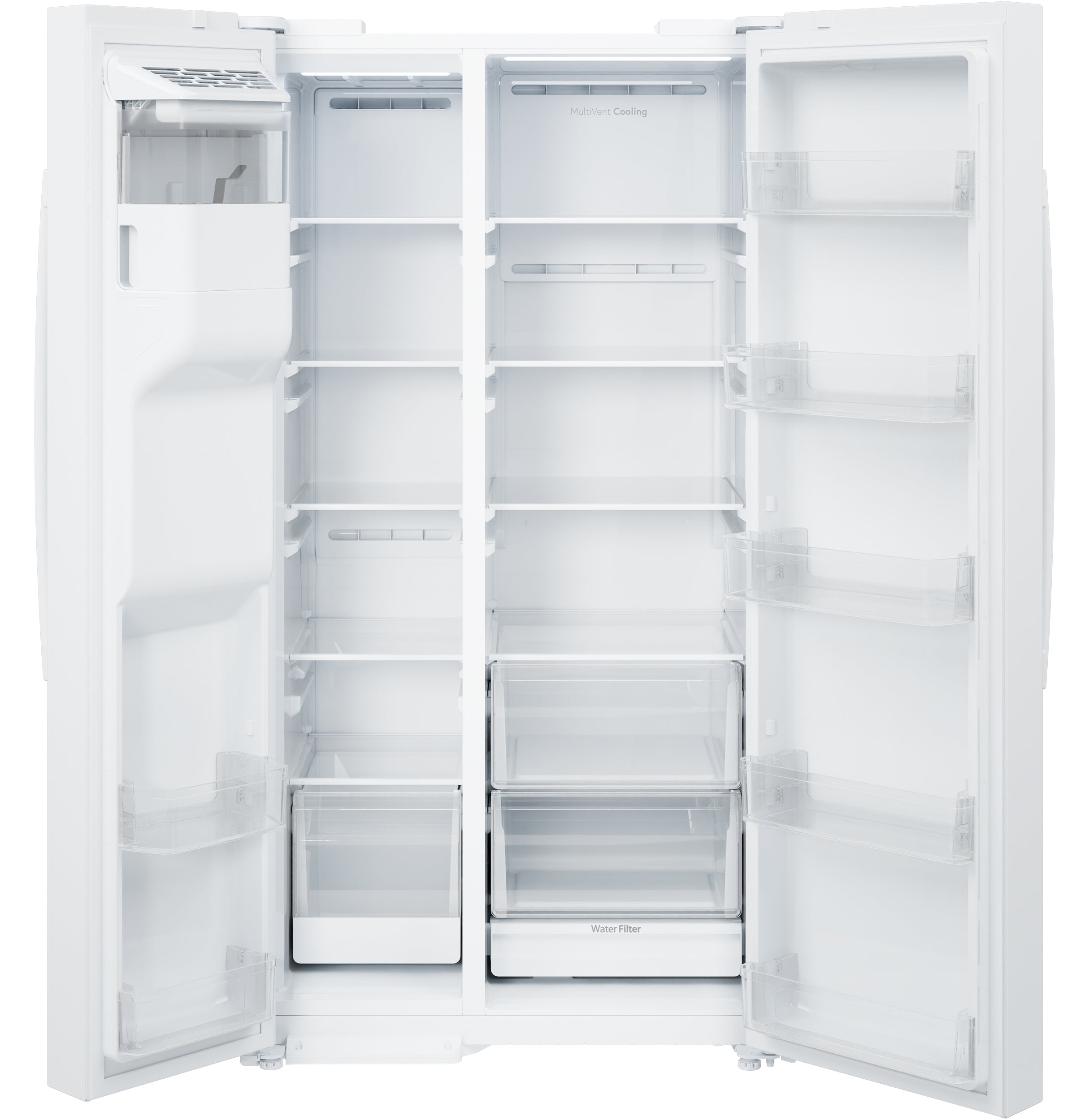 GE WHITE 28CU SIDE BY SIDE REFRIGERATOR WITH DISPENSER - Refrigerators - Additional View 5