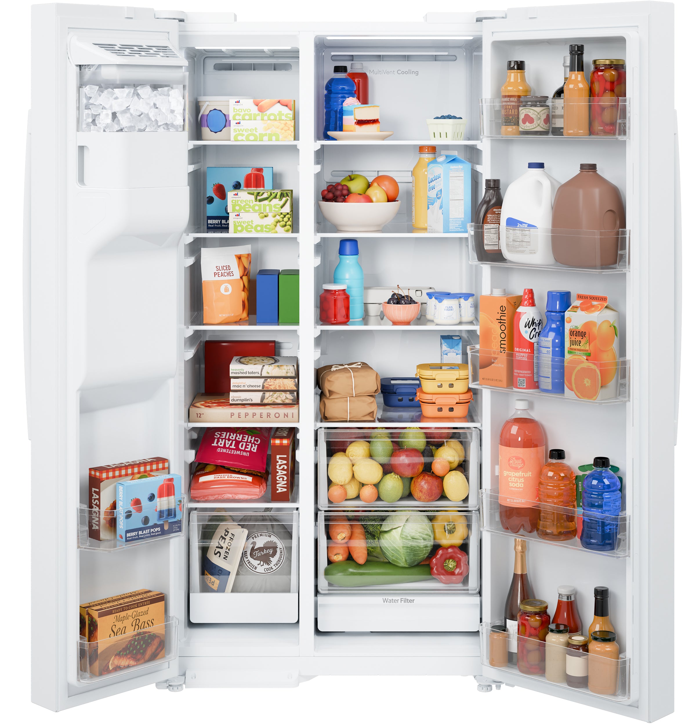 GE WHITE 28CU SIDE BY SIDE REFRIGERATOR WITH DISPENSER - Refrigerators - Additional View 6