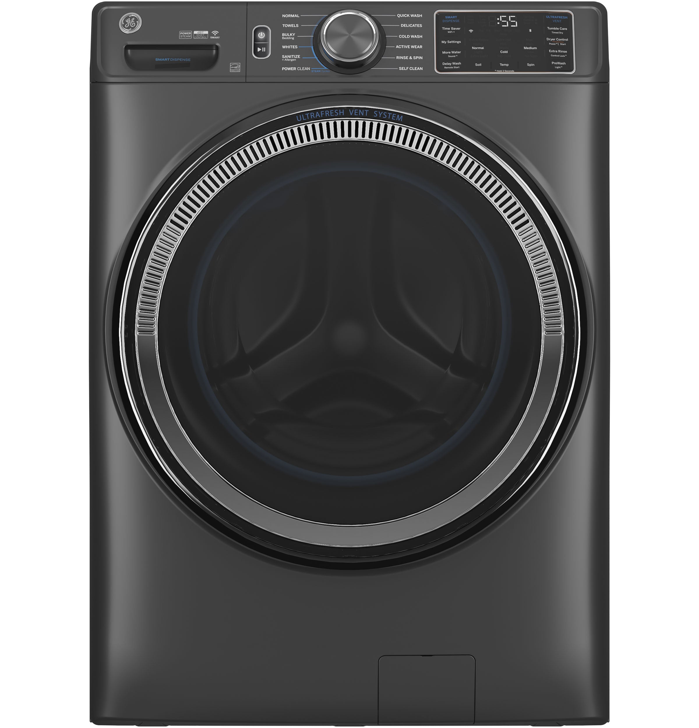 GE CARBON GRAPHITE FRONT LOAD 5CU STEAM WASHER - Black - Washers