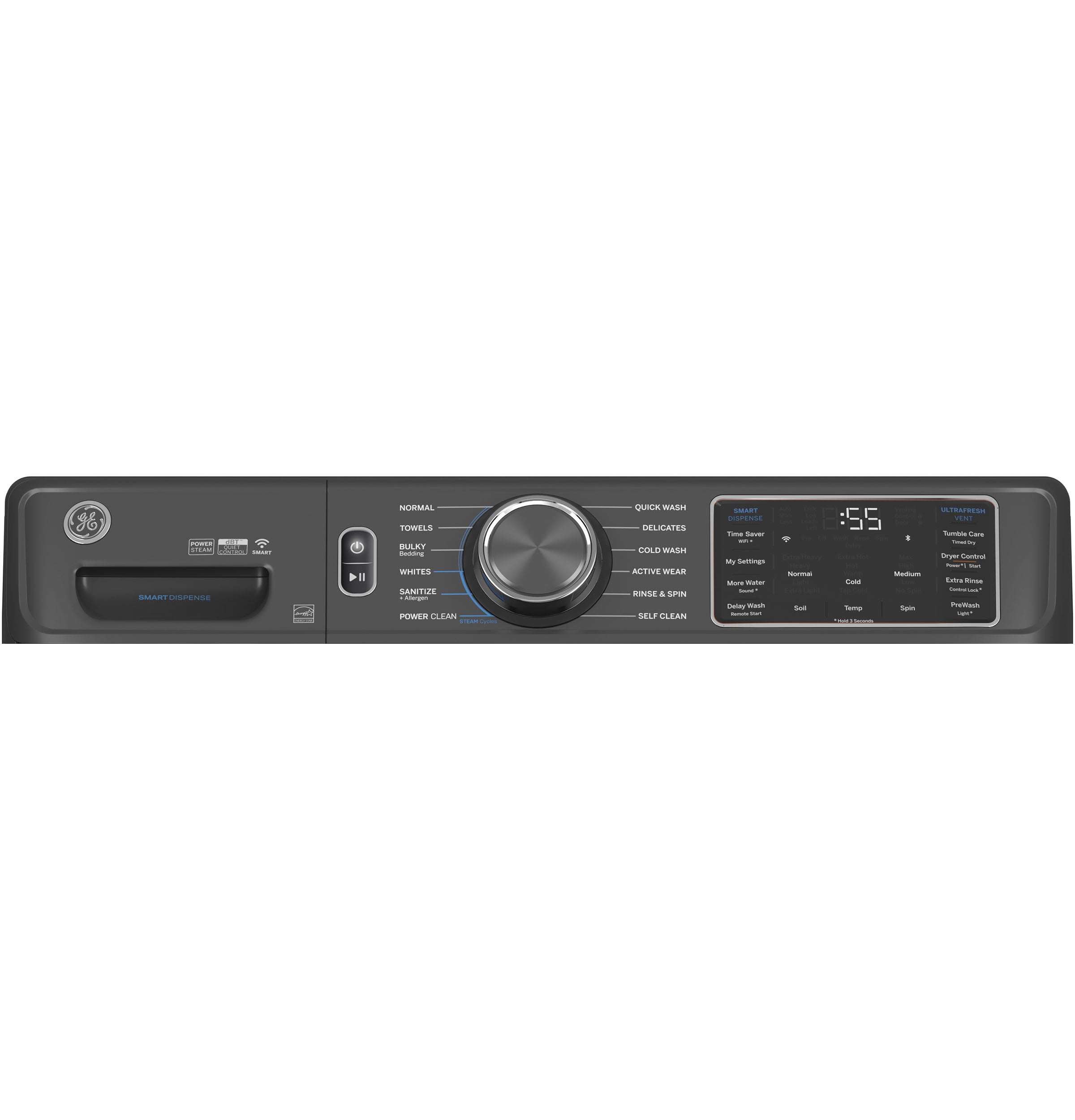 GE CARBON GRAPHITE FRONT LOAD 5CU STEAM WASHER - Black - Washers - Additional View 1