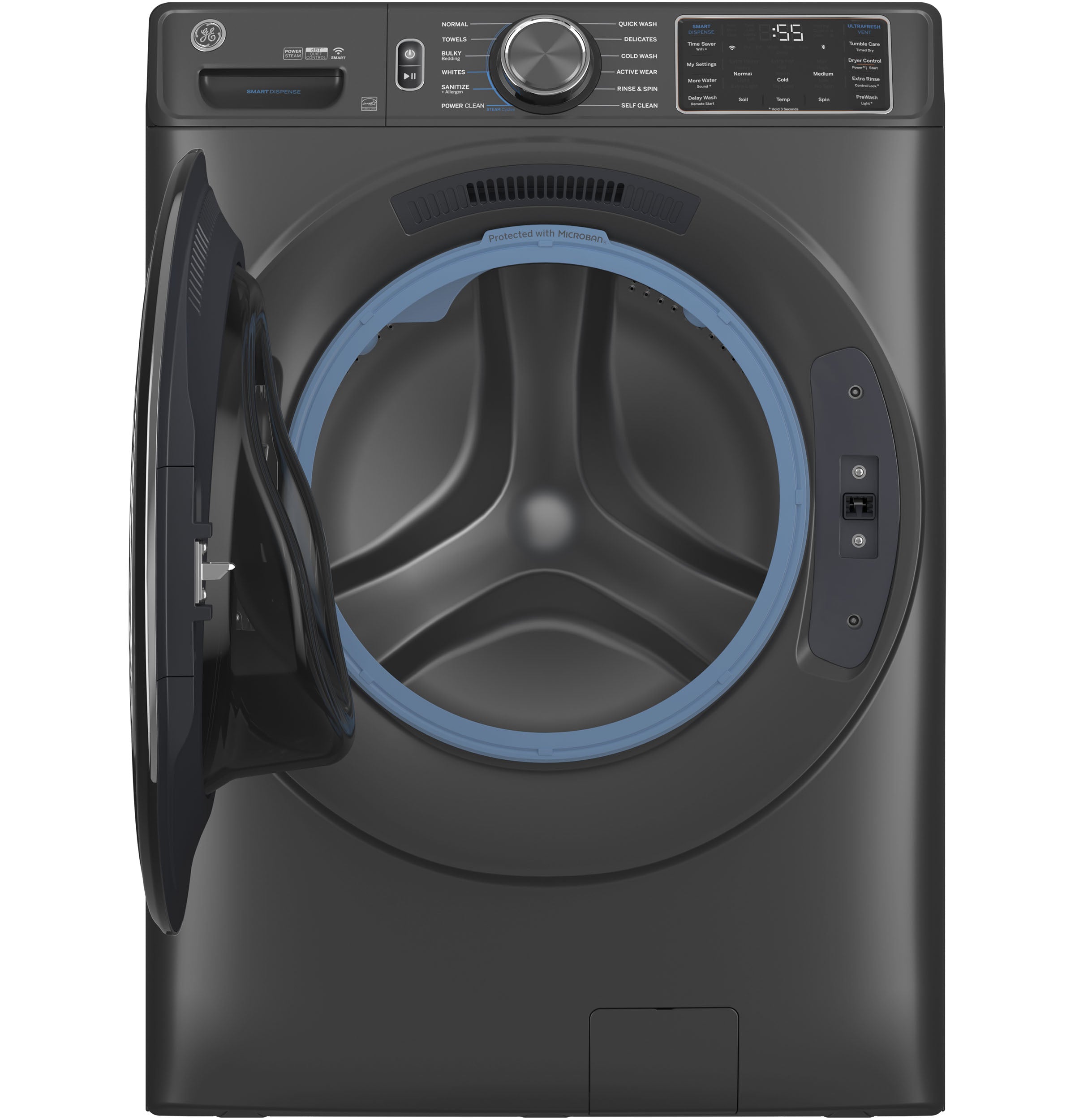 GE CARBON GRAPHITE FRONT LOAD 5CU STEAM WASHER - Black - Washers - Additional View 2
