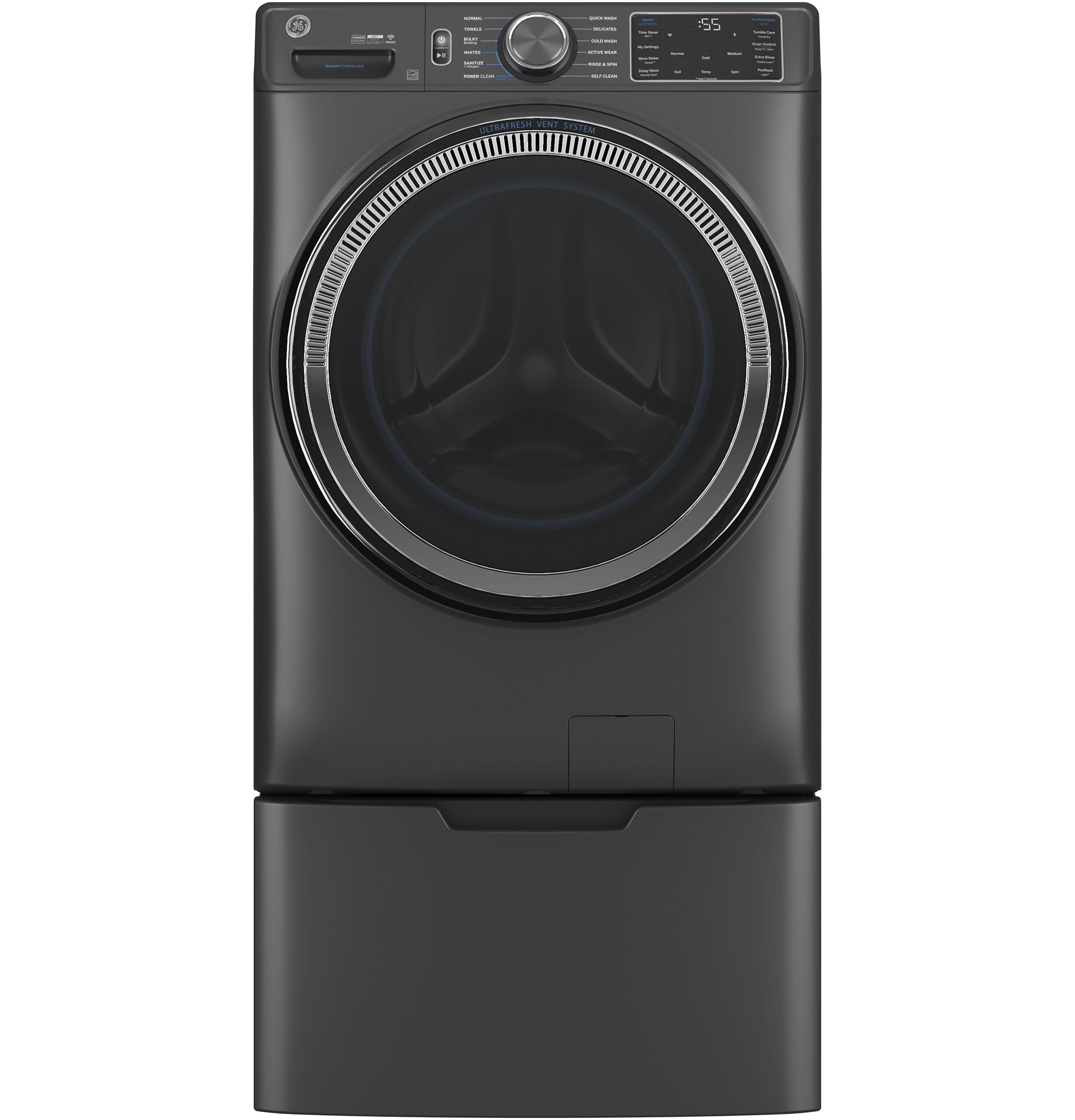 GE CARBON GRAPHITE FRONT LOAD 5CU STEAM WASHER - Black - Washers - Additional View 3