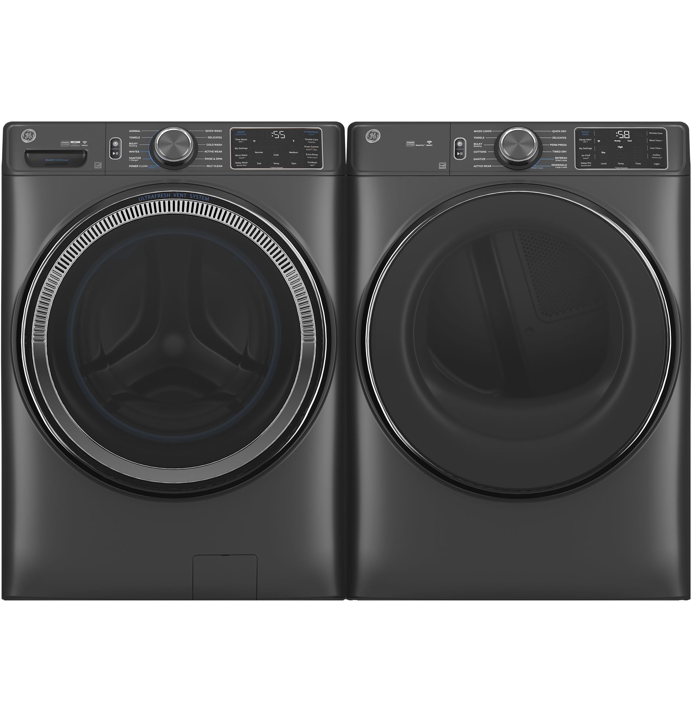 GE CARBON GRAPHITE FRONT LOAD 5CU STEAM WASHER - Black - Washers - Additional View 5