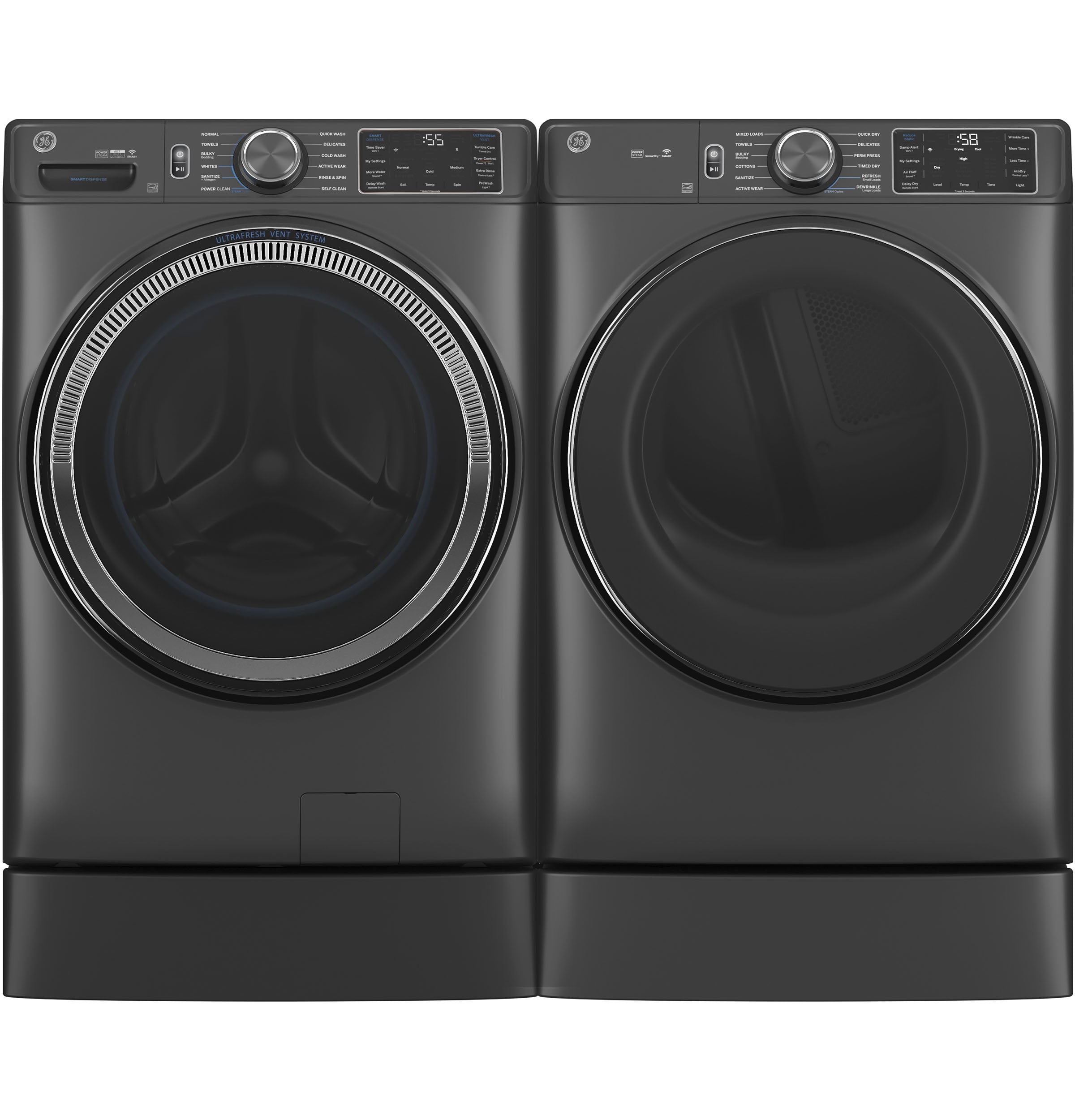 GE CARBON GRAPHITE FRONT LOAD 5CU STEAM WASHER - Black - Washers - Additional View 6