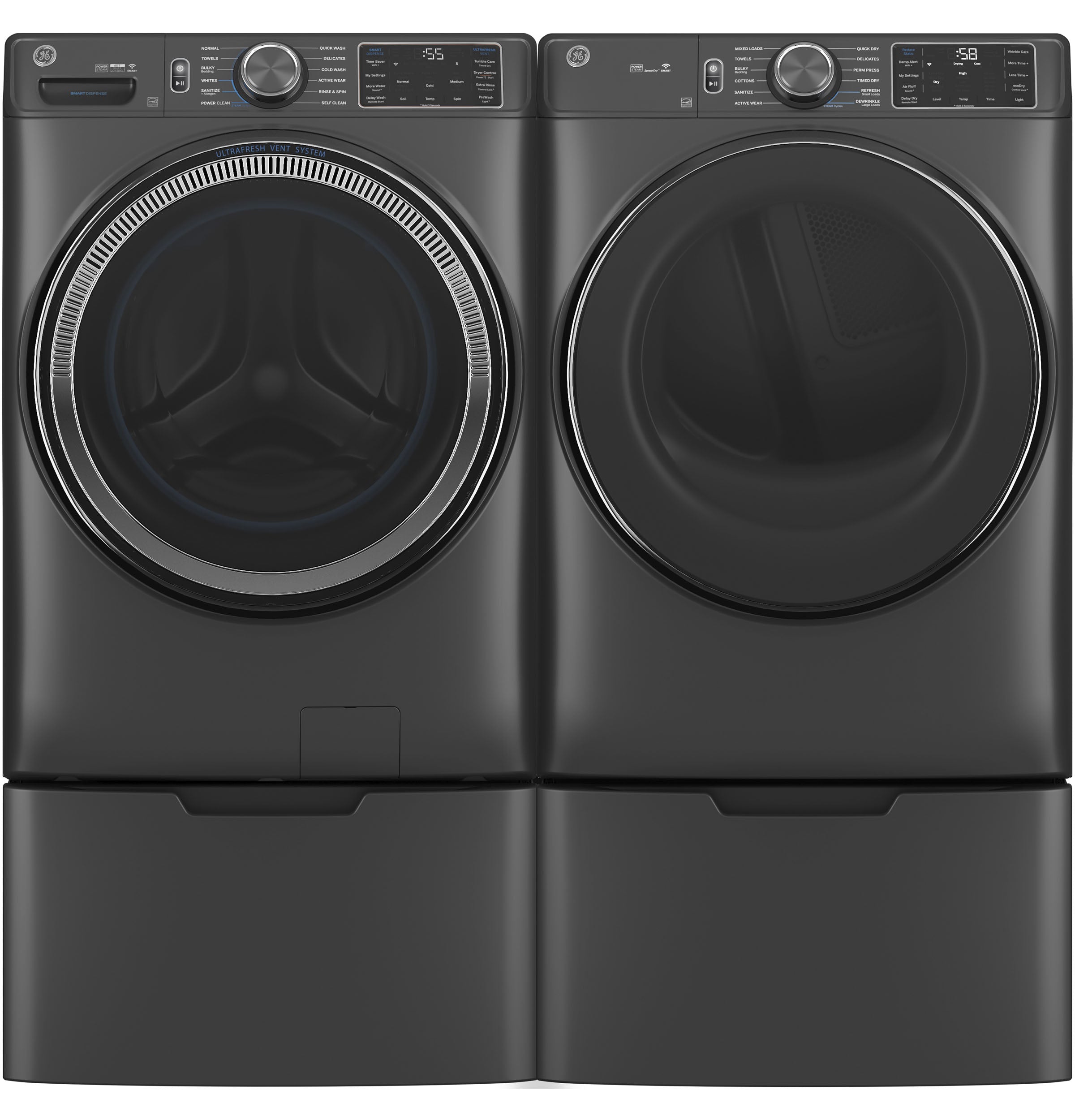 GE CARBON GRAPHITE FRONT LOAD 5CU STEAM WASHER - Black - Washers - Additional View 7
