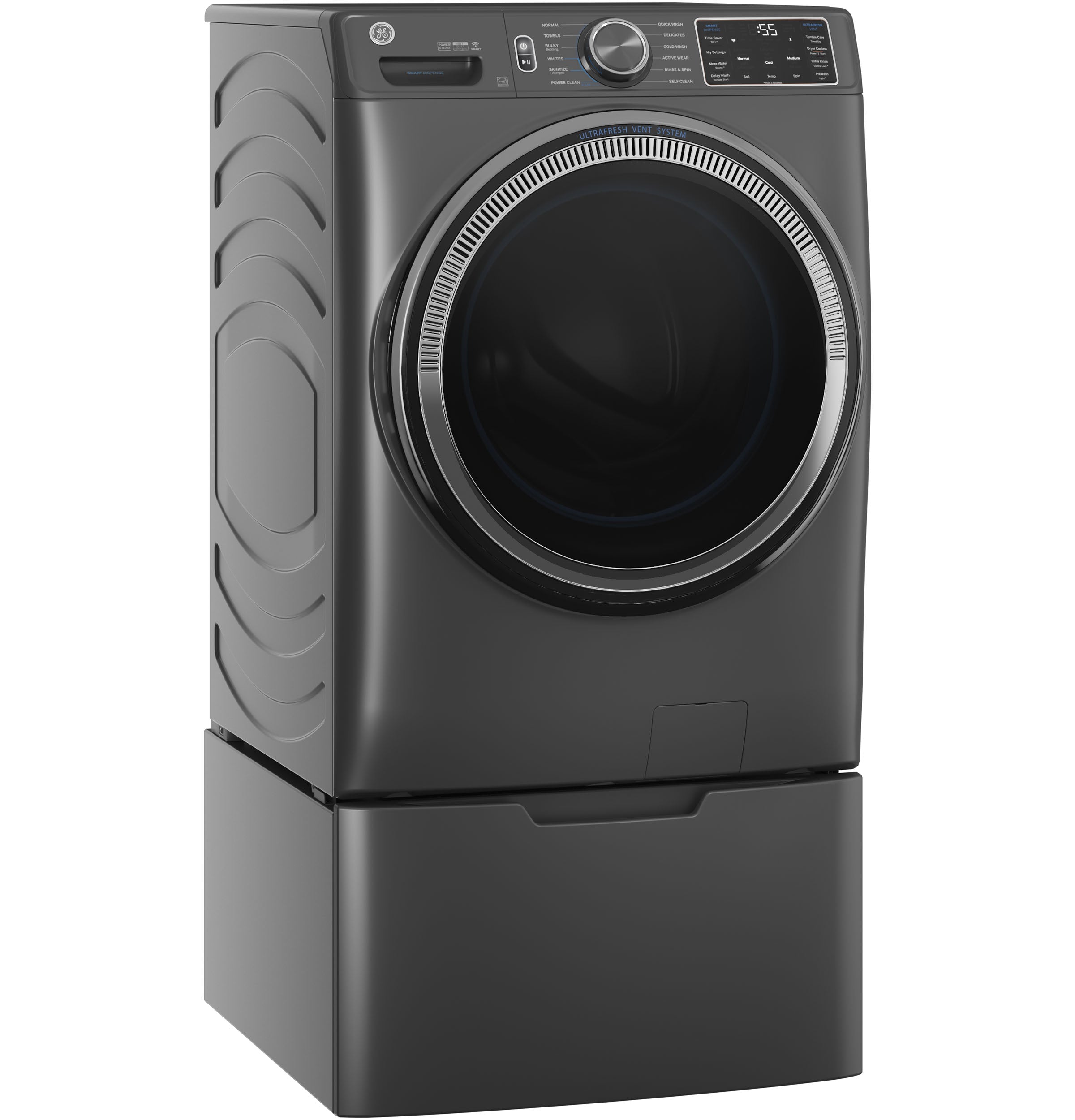 GE CARBON GRAPHITE FRONT LOAD 5CU STEAM WASHER - Black - Washers - Additional View 8