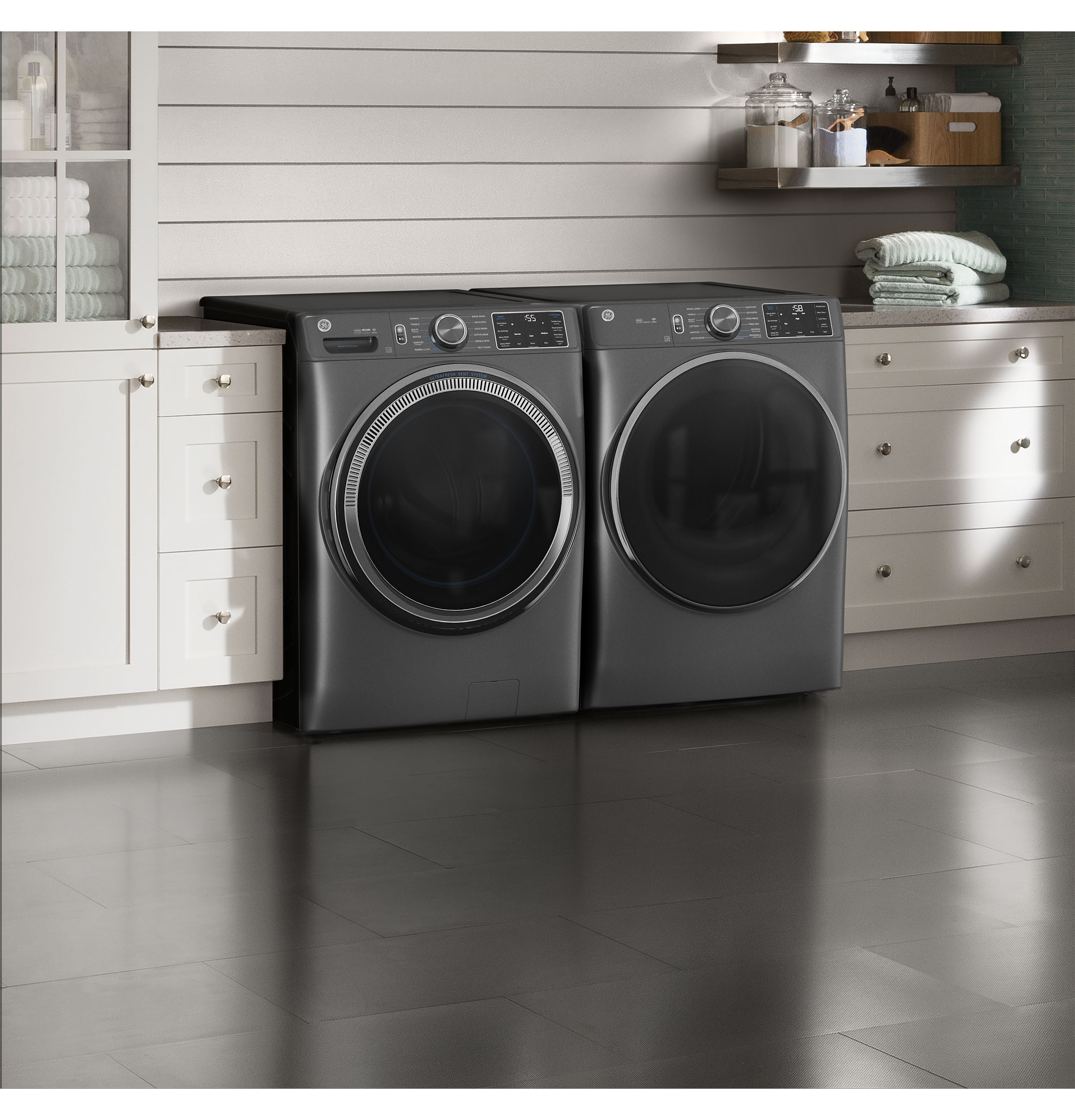 GE CARBON GRAPHITE FRONT LOAD 5CU STEAM WASHER - Black - Washers - Additional View 9