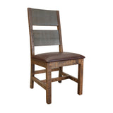 International Furniture Direct - Jefferson Side Chair - Dark Brown Wood|Faux Leather - Chairs