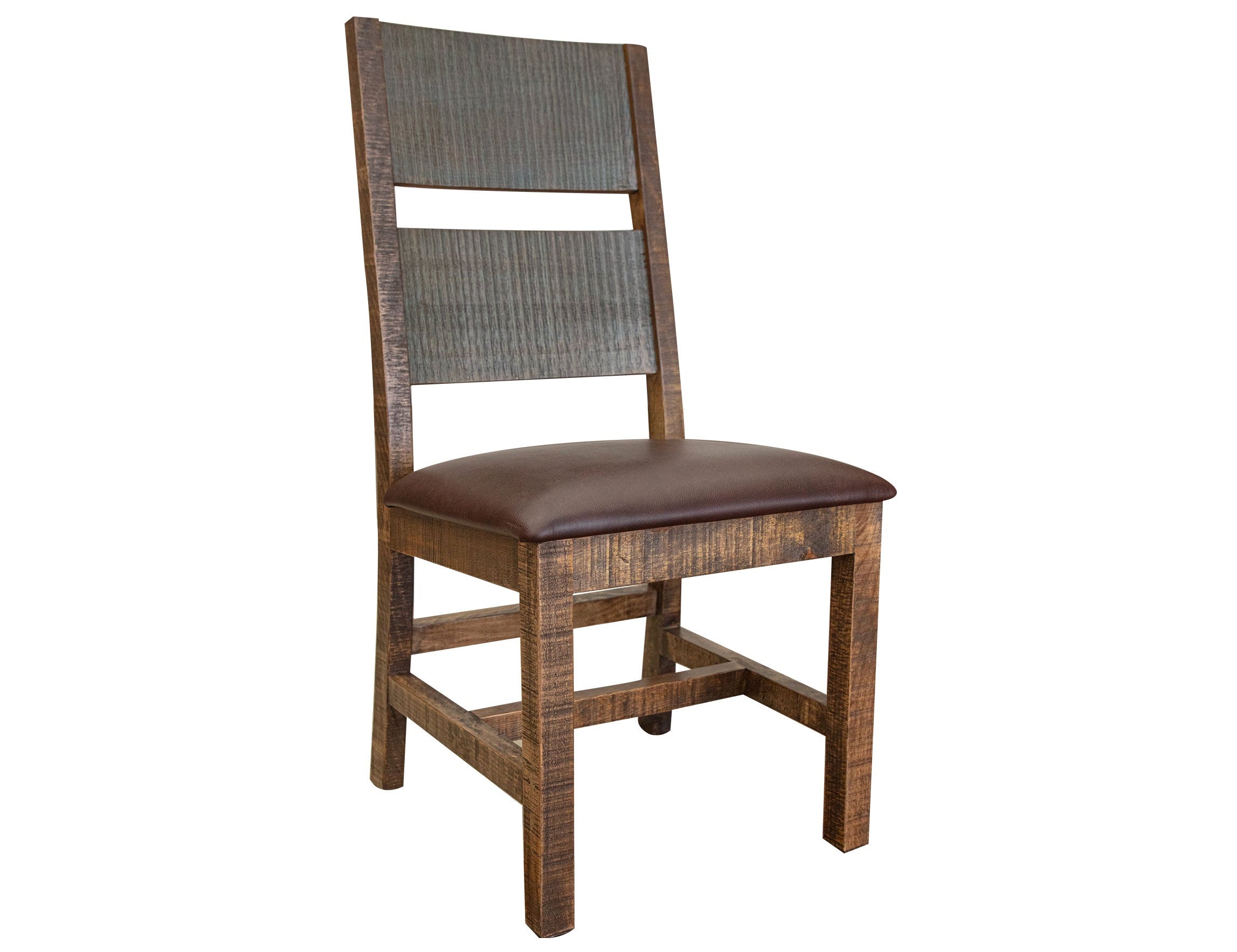 International Furniture Direct - Jefferson Side Chair - Dark Brown Wood|Faux Leather - Chairs