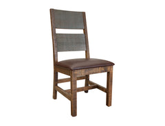 International Furniture Direct - Jefferson Side Chair - Dark Brown Wood|Faux Leather - Chairs