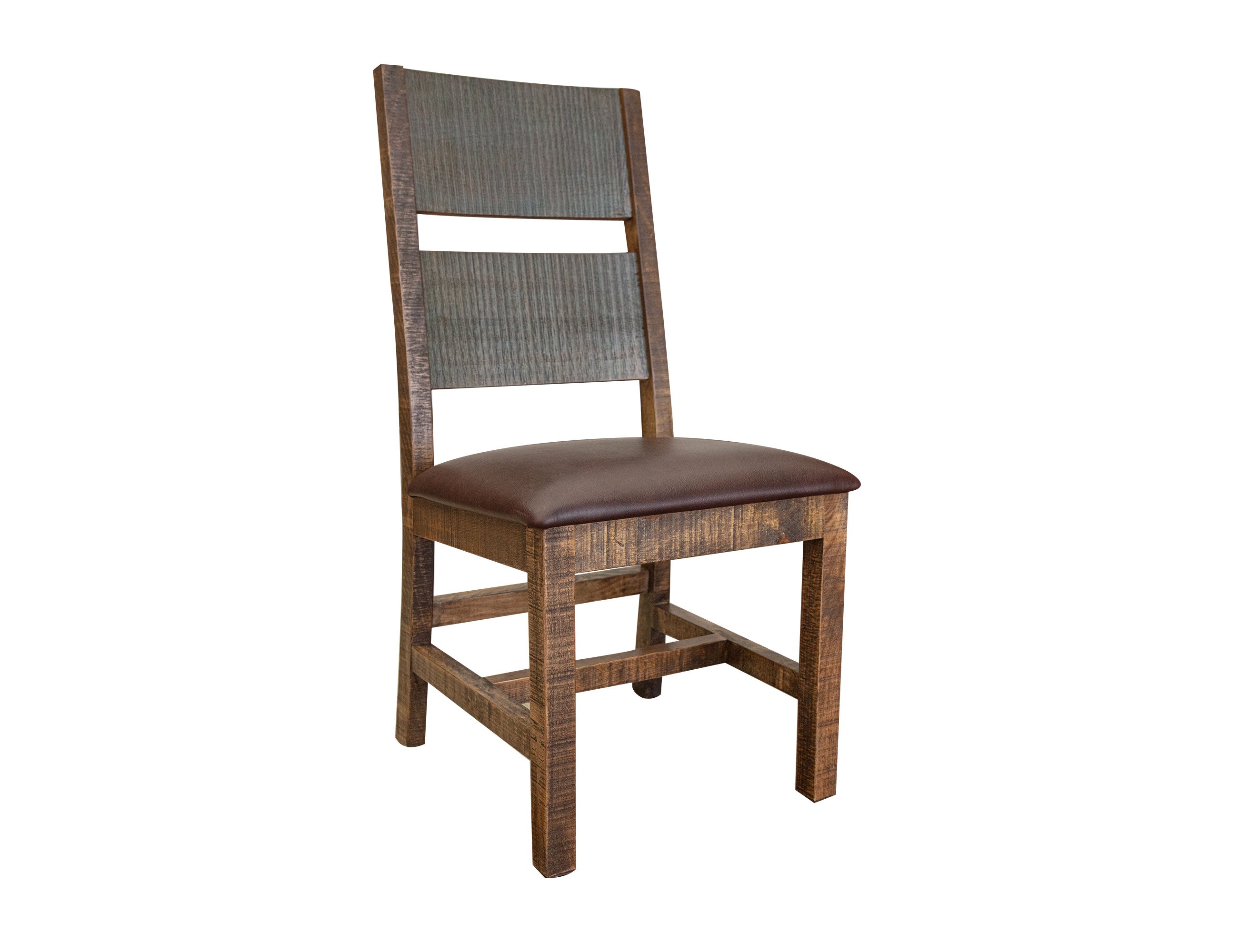 International Furniture Direct - Jefferson Side Chair - Dark Brown Wood|Faux Leather - Chairs