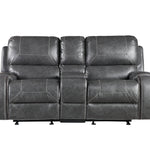Steve Silver Furniture - Keily Glider Reclining Loveseat With Console - Grey - Dark Gray Faux Leather - Loveseats