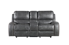 Steve Silver Furniture - Keily Glider Reclining Loveseat With Console - Grey - Dark Gray Faux Leather - Loveseats