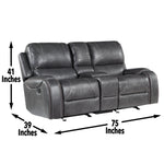 Steve Silver Furniture - Keily Glider Reclining Loveseat With Console - Grey - Dark Gray Faux Leather - Loveseats - Additional View 1