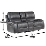 Steve Silver Furniture - Keily Glider Reclining Loveseat With Console - Grey - Dark Gray Faux Leather - Loveseats - Additional View 1