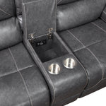 Steve Silver Furniture - Keily Glider Reclining Loveseat With Console - Grey - Dark Gray Faux Leather - Loveseats - Additional View 3