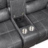 Steve Silver Furniture - Keily Glider Reclining Loveseat With Console - Grey - Dark Gray Faux Leather - Loveseats - Additional View 3