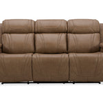 Boston Leather Power Sofa With Drop Down Table - Sand