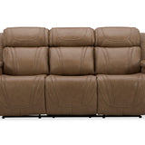 Boston Leather Power Sofa With Drop Down Table - Sand