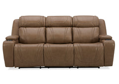 Boston Leather Power Sofa With Drop Down Table - Sand