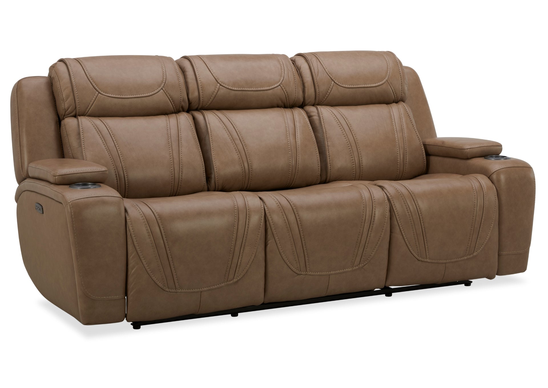Boston Leather Power Sofa With Drop Down Table - Sand - Additional View 1