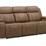 Boston Leather Power Sofa With Drop Down Table - Sand - Additional View 1