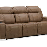 Boston Leather Power Sofa With Drop Down Table - Sand - Additional View 1