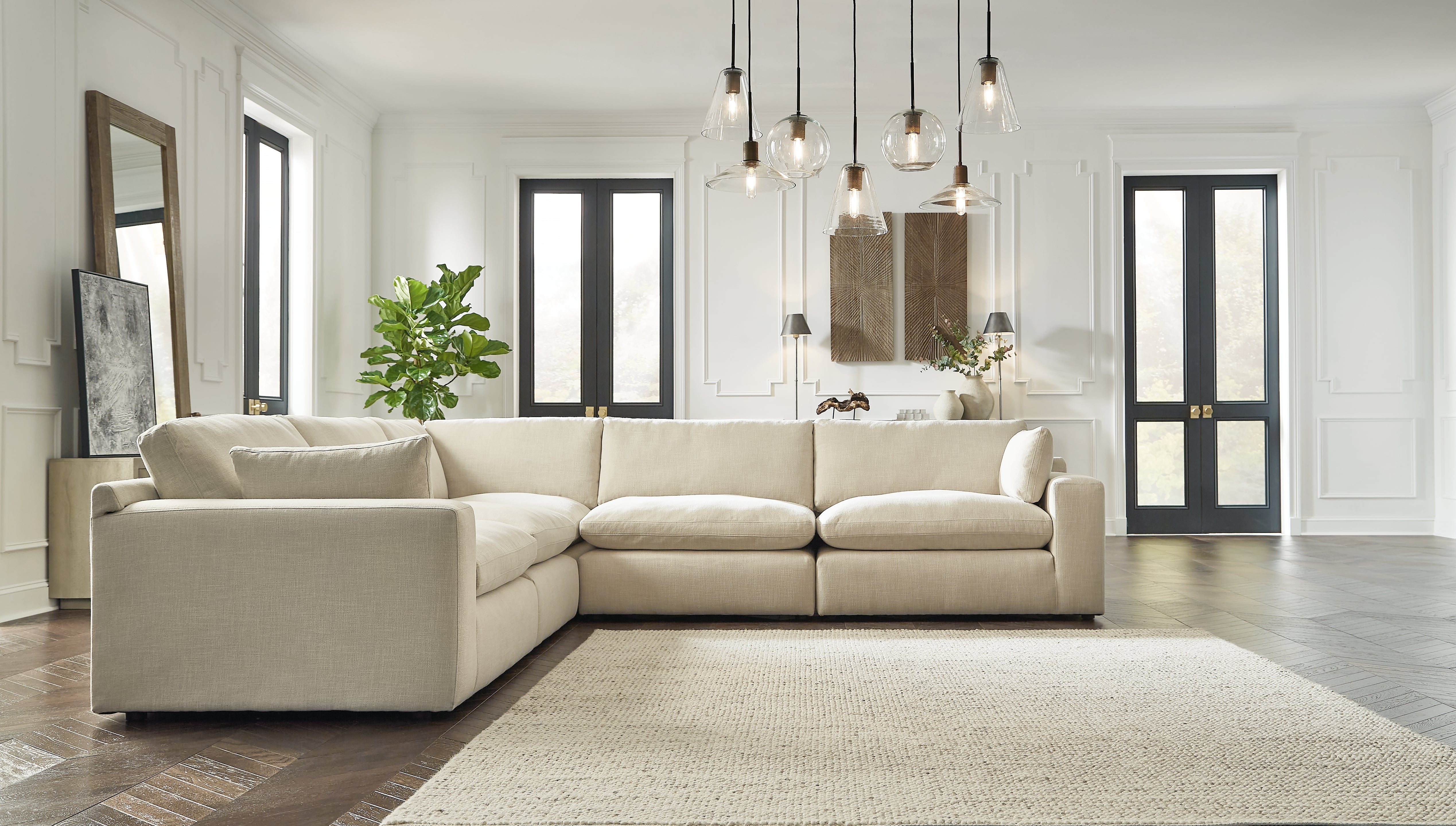 Ashley Furniture - ELYZA LINEN 5 PIECE SECTIONAL - Beige Fabric - Sectionals - Additional View 2