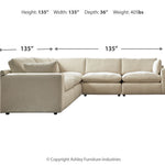 Ashley Furniture - ELYZA LINEN 5 PIECE SECTIONAL - Beige Fabric - Sectionals - Additional View 4