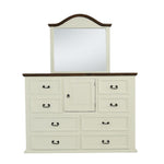 MANSION AGED WHITE DRESSER AND MIRROR