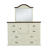MANSION AGED WHITE DRESSER AND MIRROR