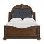 Elements International - CADENZA BROWN QUEEN BED - Dark Brown|Black Wood|Faux Leather - Beds - Additional View 1