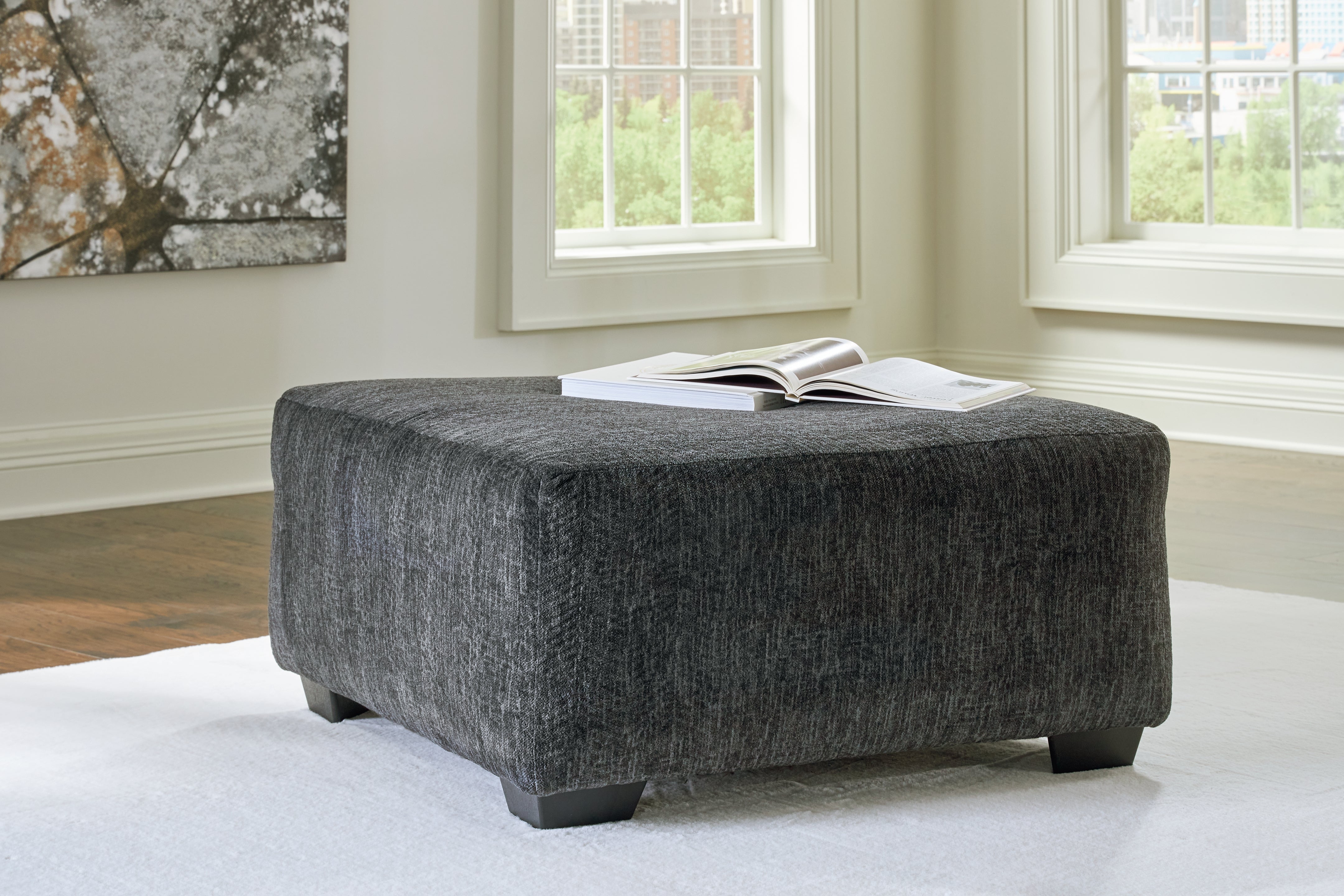 Ashley Furniture - Biddeford Ottoman - Black Fabric - Ottomans - Additional View 1