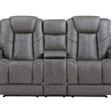 Daniel Triple Power Leather Theater Loveseat - Gray