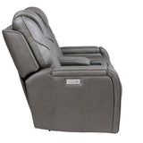 Daniel Triple Power Leather Theater Loveseat - Gray