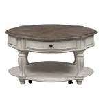 Liberty Furniture - Magnolia Manor Round Cocktail Table - Antique White - White|Dark Brown Wood - Tables
