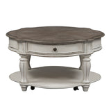 Liberty Furniture - Magnolia Manor Round Cocktail Table - Antique White - White|Dark Brown Wood - Tables